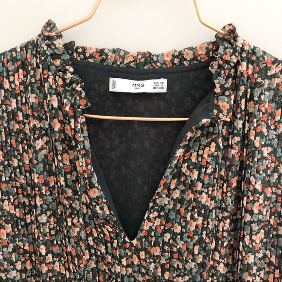 Mango floral print accordion pleat dress - 2 - Picture 4 of 6